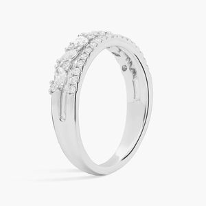 Women's Luxury Two <b>Row</b> Diagonal Marquise and Pave Filled Diamond Band in White Gold - Product Image 3