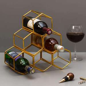 Porte-bouteilles de vin moderne en métal de haute qualité Bold Blossom, pour comptoir, avec design géométrique, capacité 3L - Product Image 5