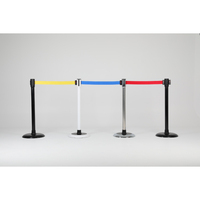 [BS-BK(BK)] Poteau de guidage à sangle rétractable à déclenchement progressif, séparateur de file d'attente, équipement de sécurité pour le contrôle des foules, à bords arrondis
