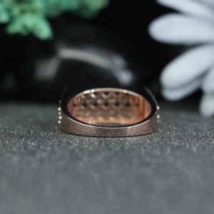 Rectangle Cluster Moissanite <b>Ring</b> 925 Sterling Silver Rose Gold Plated | Multi Stone Diamond Look <b>Statement</b> <b>Ring</b> for Women - Product Image 6