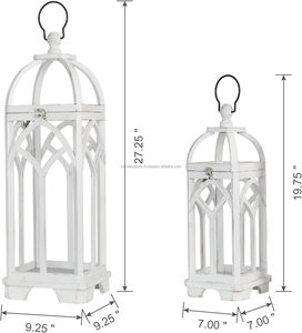 Faroles de Madera Rústicos Hechos a Mano con Marco de Ventana de Iglesia, Suministro Directo de Fábrica, para Decoración del Hogar y Jardín, Elegantes Velas para el Día de San Valentín - Product Image 3