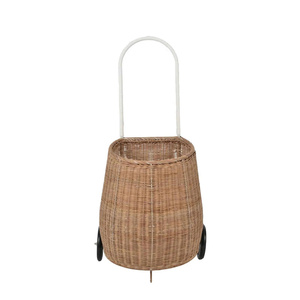 Tall <b>Wicker</b> Rolling Kids <b>Basket</b> with Wheels and Handle Natural Rattan Storage <b>Basket</b> for Home <b>Laundry</b> Organization & Storage - Product Image 3