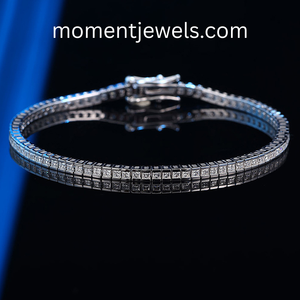 925 Sterling Silver Princess Cut Moissanite <b>Bracelet</b> Chic Shiny Minimalist Elegant Everyday Jewelry Women - Product Image 6