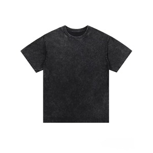 Camiseta de algodón de punto de manga corta con cuello redondo para hombre, color liso, estilo casual, lavado, oversize, streetwear, peso pesado 300g - Product Image 6