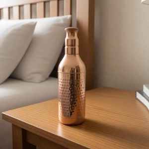 Pure Copper Eco-Friendly <b>1L</b> Unique Work Drinkware Ayurveda Yoga Benefits Copper <b>Water</b> <b>Bottle</b> Hammered Finish Portable Modern - Product Image 1