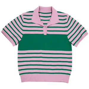 Wholesale Pink Green Sorority Knit Polo Shirt Custom Made Greek Breathable Short Sleeve Polo Sweater