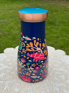 Floral Pattern <b>Copper</b> <b>Water</b> <b>Bottle</b> with Built 900ml Elegant Ayurvedic Hydration Drinkware Handmade Traditional <b>Copper</b> - Product Image 4
