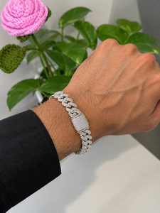 Bracelet cubain de luxe en moissanite sertie, fermoir pavé en argent 925, bijou fantaisie hip-hop, cadeau pour homme et femme - Product Image 4