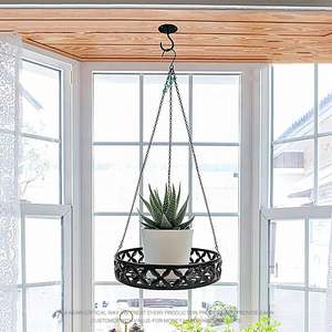 Support de pot de fleurs rond en métal noir moderne, robuste, pour plantes suspendues, pour intérieur, extérieur, jardin, balcon, décoration de la maison, en gros - Product Image 4