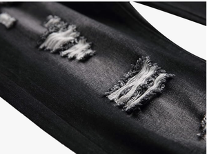 Jeans slim déchirés pour hommes, denim usé, pantalon skinny tendance - Product Image 2