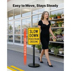 Confezione da 2 Supporti per Insegne in Metallo Resistenti, Alti 1,2 m, con Base in Ghisa Portatile e Design Multi-Foro, Facile Installazione per Insegne da Giardino e Prato - Product Image 2