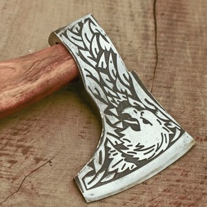 Hacha tomahawk de acero inoxidable, mango de fresno envuelto en cuero, mango de palisandro, hacha de supervivencia, hacha hecha a mano para hombres - Product Image 5