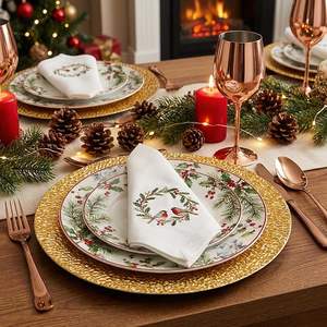 Plato Decorativo Plateado, Vajilla Redonda Elegante para Decoración de Mesa en Recepciones de Boda - Product Image 6