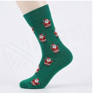 Chaussettes de Noël North Approach Santa Crew en coton vert respirant pour adultes, chaussettes décontractées d'hiver - Product Image 3