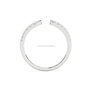 Anillo de compromiso y eternidad minimalista para mujer con diamante natural de corte brillante de 0.25 ct, en oro blanco macizo de 14K, para aniversario de boda - Product Image 3