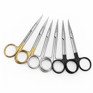กรรไกรผ่าตัดสแตนเลส ด้ามจับสีทอง เครื่องมือผ่าตัด ปลายโค้งแหลม - Product Image 4