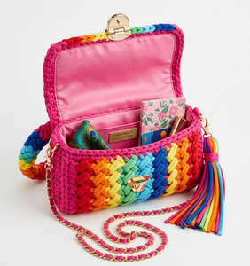 Bolso de hombro de ganchillo para mujer, hecho a mano, con cierre de giro y correa de cadena, para uso casual, fiestas y bodas - Product Image 2