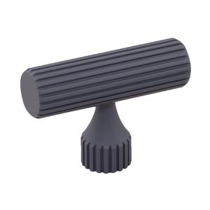 Tirador de aluminio acanalado en forma de T Bruno con textura, en acabado dorado mate AB y negro mate, para herrajes de gabinete - Product Image 4
