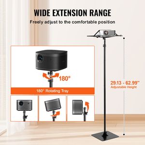 Supporto per Proiettore Mobile da Esterno Regolabile in Altezza con Vassoio, da 30,3 a 63,4 Pollici - Product Image 3