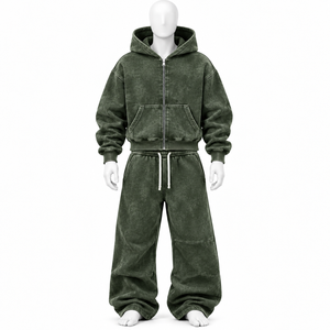 Manufacture Custom Made Fashionable 2-Piece Winter Wear Heavyweight Hooded Oversized Hoodie & Jogger <b>Sweatpants</b> <b>Set</b> - Product Image 5