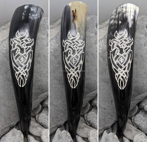 Jarra de Cuerno Vikinga Genuina para Beber, Estilo Hada de Lujo con Tallado, Apta para Alimentos, Técnica de Pulido India, Artesanía Natural Personalizable - Product Image 3