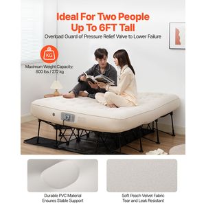 Colchón de Aire Plegable Portátil con Marco, Cama Inflable para 2 Personas con Bomba Integrada, Soporta 600 Libras para Aventuras al Aire Libre - Product Image 4