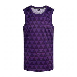 Maillot de basketball personnalisé de qualité supérieure, respirant, violet foncé, sans manches, col rond, vêtements de sport antibactériens, vente en gros - Product Image 1