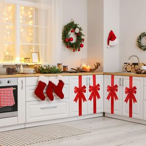 6 Pezzi di Grandi Nastri Rossi Natalizi, Fiocchi Festivi 10x8 per Porte e Armadi, Accessori per Feste di Natale - Product Image 3
