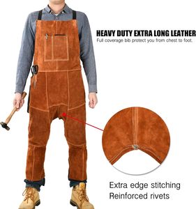 High Quality Cowhide Split Leather BBQ <b>Apron</b> Custom Size Waterproof Custom Use Welder <b>Apron</b> Heat Resistant Welding <b>Work</b> <b>Apron</b> - Product Image 3