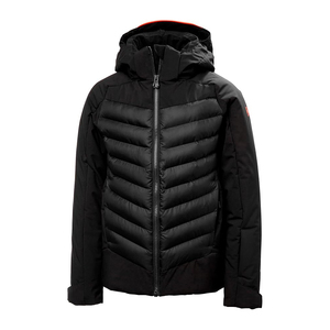 Veste d'hiver rembourrée en duvet à capuche noire pour homme, coupe régulière, fermeture éclair, couleur unie, style décontracté, coupe-vent - Product Image 1