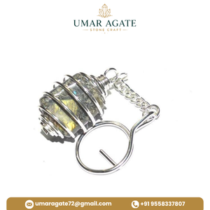 Llavero de Cuarzo Natural Transparente Umar Agate con Mosquetón Enrollado en Alambre - Ligero, Impermeable, Portátil, Ideal para Regalo - Product Image 4