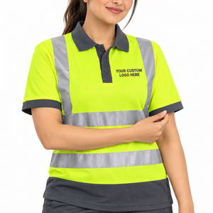 Polo en coton haute visibilité pour homme avec bande réfléchissante certifiée CE, résistant à l'eau, pour la construction, les travaux routiers, le personnel d'entrepôt et les agents privés - Product Image 4