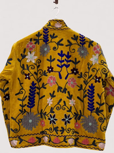 Veste bomber réversible en velours et coton, broderie indienne Suzani vintage, automne/hiver, pour femme, motif floral matelassé, prix d'usine 100% - Product Image 5