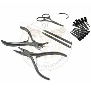 Juego de herramientas de acero para extensiones de cabello con microanillas, incluye alicates de extracción, agujas de anilla, peine de cola, tijeras y herramienta Pinky - Product Image 2