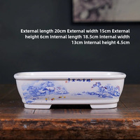 Pot Bonsai Yixing Persegi Panjang Ringan Mudah Dipindahkan, Berlapis Porselen, Dilengkapi Lubang Drainase, Cocok untuk Penggunaan di Meja, Finishing Mengkilap, Berkualitas Tinggi