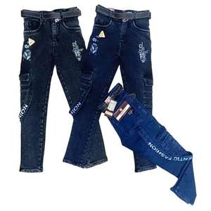 กางเกงยีนส์เดนิมผ้าฝ้ายถักทรงตรงสำหรับเด็กผู้ชาย สวมใส่สบาย ระบายอากาศได้ดี เหมาะสำหรับใส่ในชีวิตประจำวัน กางเกงเด็กทรงทันสมัย - Product Image 3