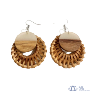 [HAUTE QUALITÉ] |   Boucles d'oreilles en rotin faites à la main, bijoux pendantes en osier pour l'été, la plage, les fêtes, les voyages, la mode, fabriquées au Vietnam - Product Image 1