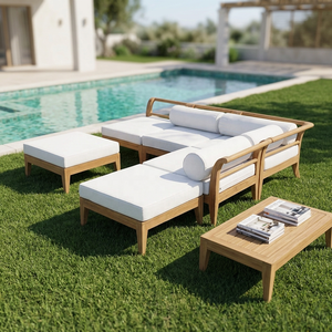 Canapé d'angle en teck pour l'extérieur, design moderne, fabricant indonésien, ensemble de canapés de jardin en teck massif, mobilier d'extérieur - Product Image 3