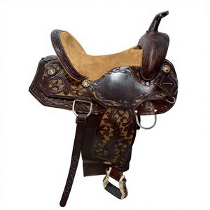 Selle de course unisexe pour cavalier en cuir de buffle véritable marron avec arceau en bois durable personnalisé et couverture de cheval – Prix de gros - Product Image 3
