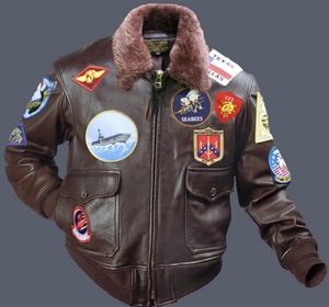 Men's Black Genuine Leather Canvas Bomber Jacket Stand Collar Zipper Closure <b>Waterproof</b> Windproof Winter Wear Front Logo - Product Image 4