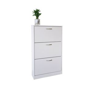 Scarpiera Bianca a 3 Livelli in MDF per Ingresso, Mobile Scarpiera Salvaspazio con Ante a Ribalta e Protezione Antipolvere, Organizzatore per Scarpe a 3 Livelli per Casa e Appartamento - Product Image 1