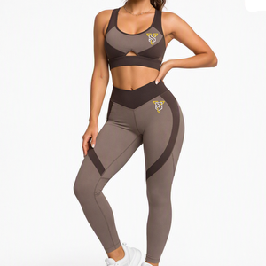 Women's 2 Piece Yoga Set High Waist Seamless <b>Leggings</b> <b>Crop</b> Top Racerback Activewear Spandex/Nylon Four-Way Stretch - Product Image 3