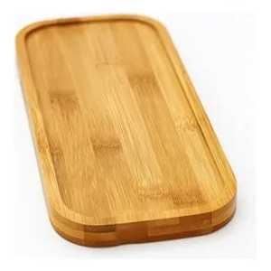 Bandeja de servir cuadrada de madera de teca maciza de gran calidad con asas empotradas y bordes elevados para la cocina del hogar - Product Image 2