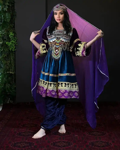 Robe maxi afghane élégante, magenta, faite à la main, traditionnelle, brodée, avec des miroirs, robe fluide, robe afghane Kuchi - Product Image 5