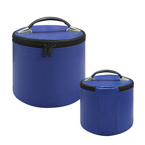 Estuche Cosmético Redondo Azul de Poliéster con Cierre y Asa, Bolsa de Almacenamiento de Maquillaje Resistente para Viajes y Organización - Product Image 6