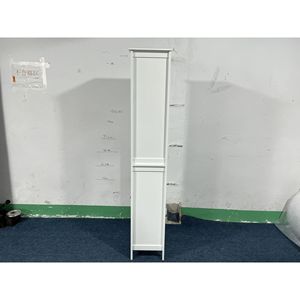 Mobiletto da Bagno Autoportante Alto 170 cm con 1 Anta, Scomparti Aperti Anti-Ribaltamento e Ripiani Regolabili, Ideale anche per la Cucina - Product Image 1