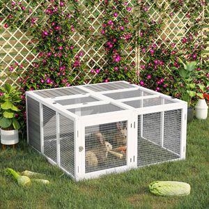 Casetta per Conigli Classica di Lusso in Legno di Abete con Tetto Apribile e Pieghevole per 1-4 Conigli, Cuccia per Animali Domestici da Interno con Struttura Solida - Product Image 2