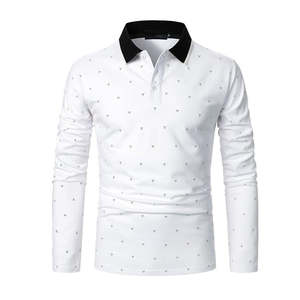 Camiseta polo de golf lisa al por mayor, manga larga, con logotipo personalizado, para hombre - Product Image 1