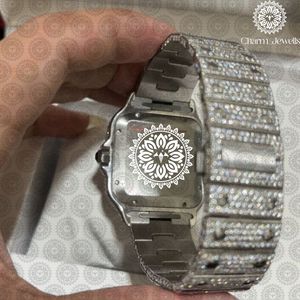 Charm Jewellis Montre de luxe en acier inoxydable avec diamants, analogique, à quartz, 36 mm, fermoir pliant, unisexe - Product Image 3