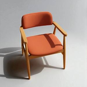 เก้าอี้รับประทานอาหารไม้สักแท้ทรงทันสมัย ดีไซน์ตามหลักสรีรศาสตร์ พร้อมพนักพิงหุ้มผ้าเนื้อบางเบา เฟอร์นิเจอร์หรูหราสำหรับธุรกิจบริการ - Product Image 4